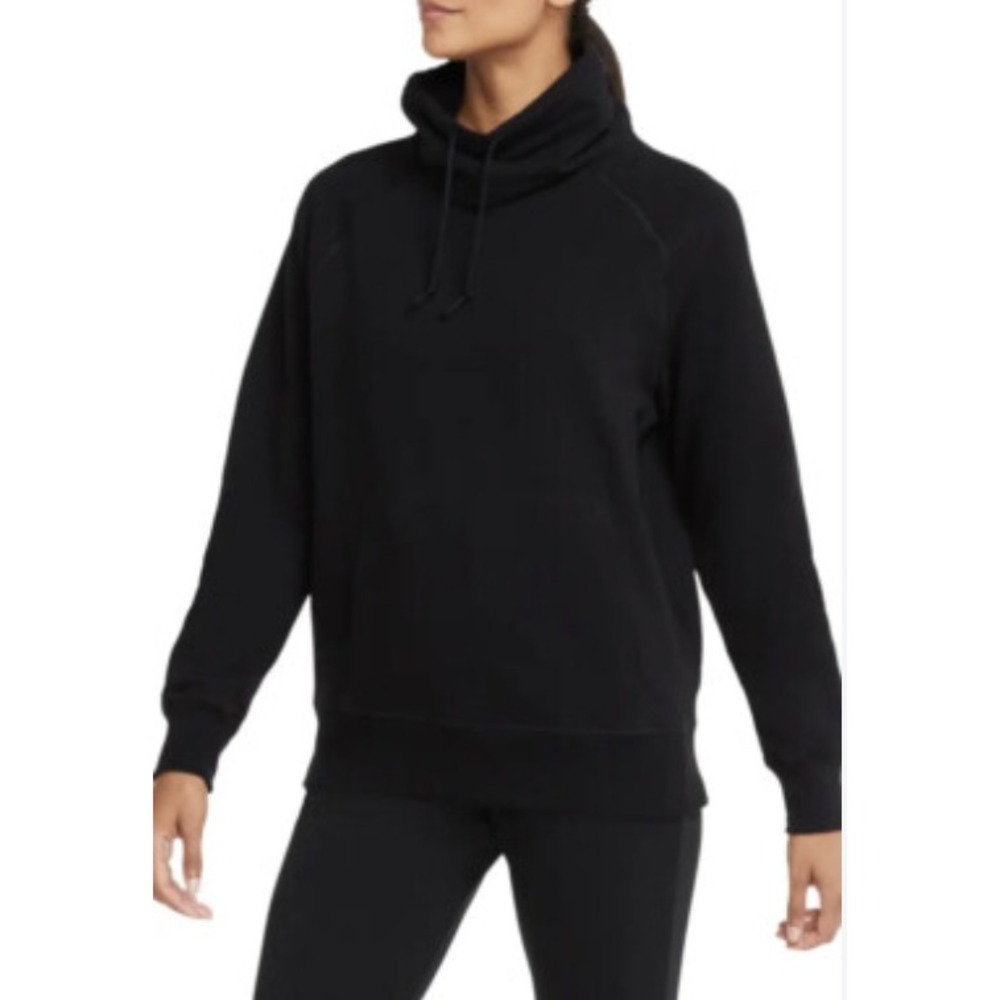 Nike Women Oversize Black Funnel Neck Fleece Pullover Hoodie Sweatshirt Small